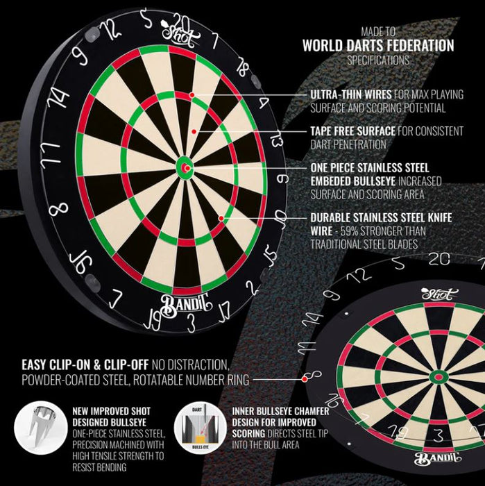 Shot! Bandit Fourth Generation Steel Tip Dart Board